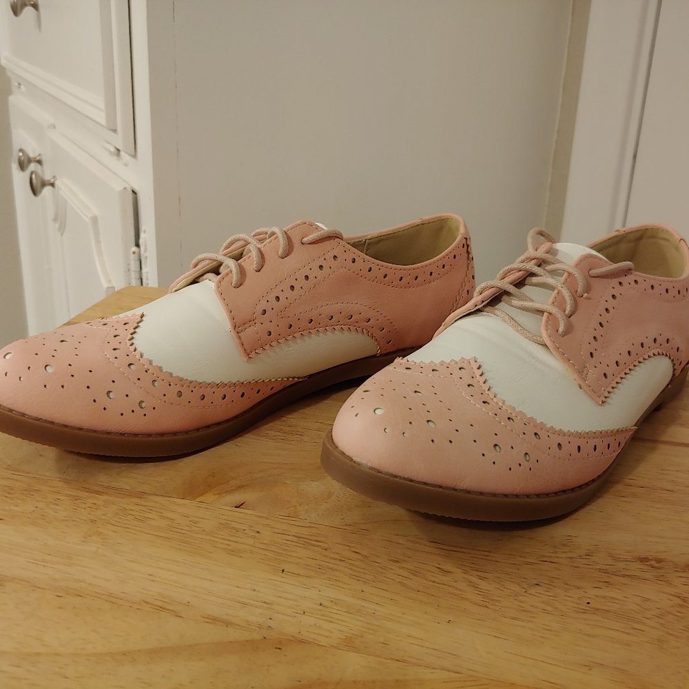 Pink and White Oxfords